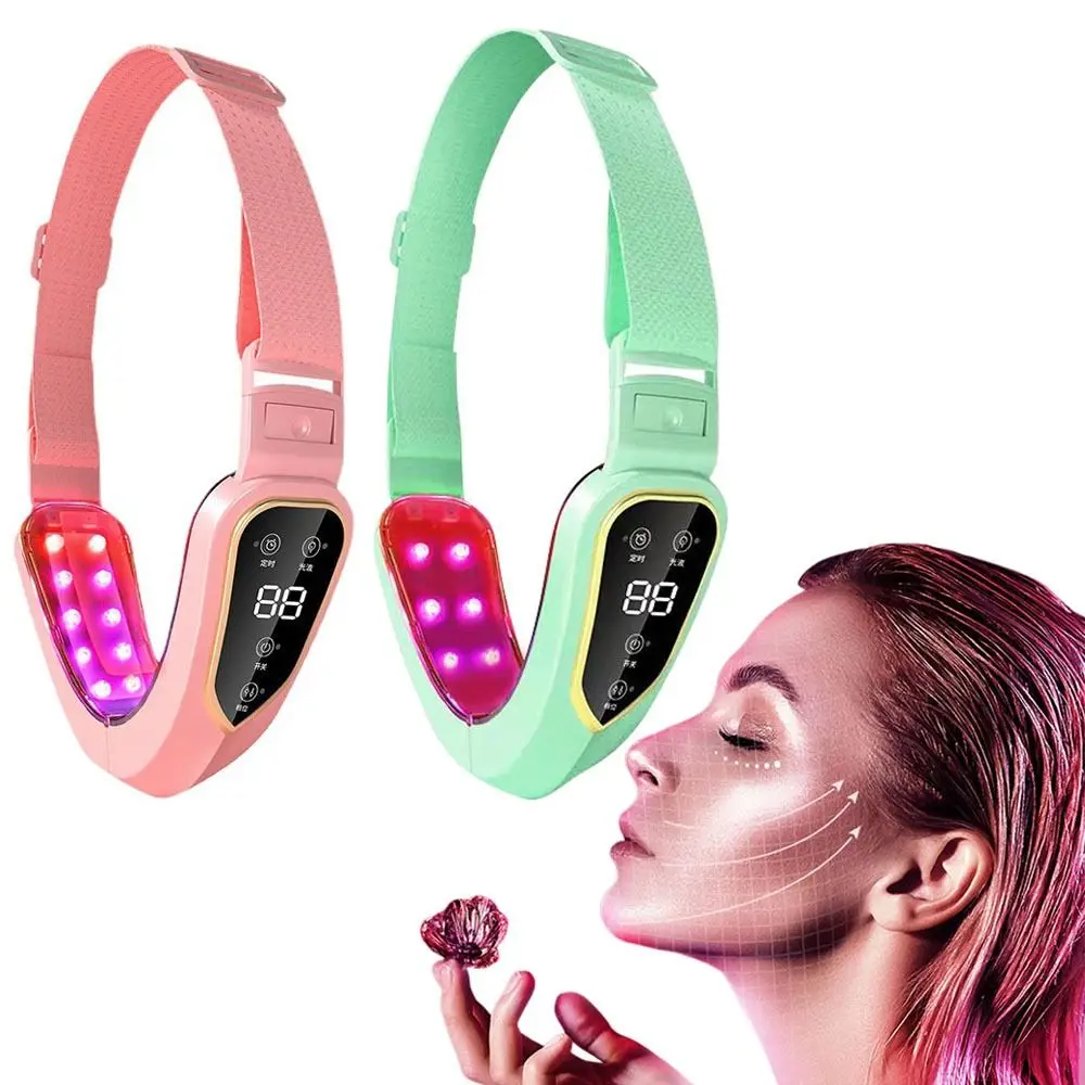 LED Display Face Lifter Vibration Massager 12 Modes Face Slimming V-Shaped Face Machine Double Chin Eliminator Foldable