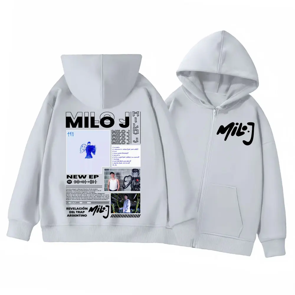 مغني الراب ميلو J 111 ألبوم الجرافيك قلنسوة بسحاب Harajuku الهيب هوب زمم بلوزات الرجال المرأة موضة عادية فضفاض البلوفرات #6