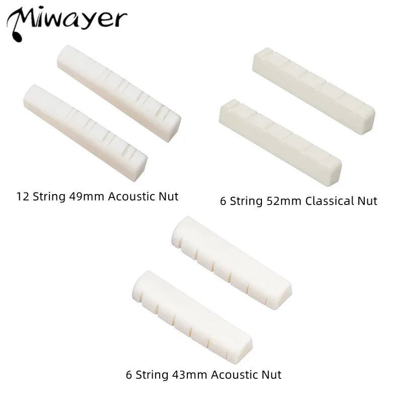 Miwayer 12,6 String Acoustic  6 String Classical Guitar Bone Nut, Guitar Bridge Nuts, Cut from Whole Bones