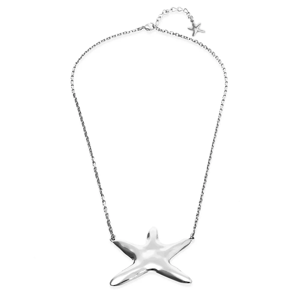 Cold Wind Bright Face Three Dimensional Sea Star Necklace, Versatile for Summer Beach Vacation