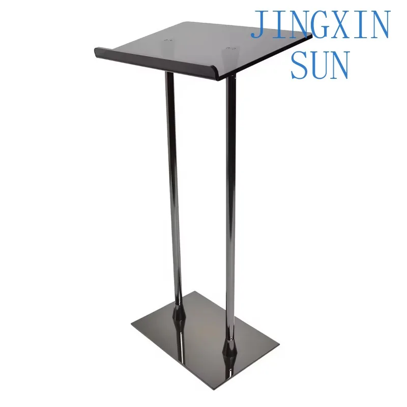 Modern Design Black Stainless Steel Lectern Podium Speech Lectern Stands Podium Pulpit for Church and School