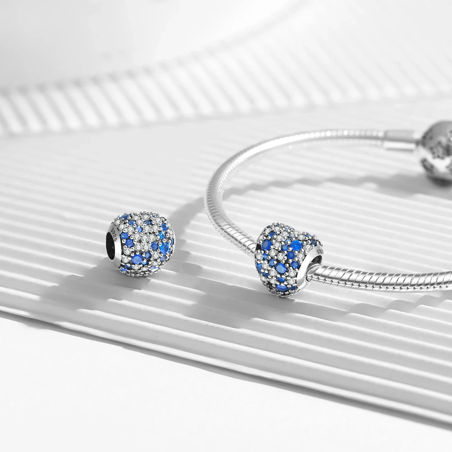 

STILLHOUSE 925 Sterling Silver Heart Shaped Zircon Paw Print Black Blue Love Beads for Charms Bracelet Pendant Diy Bracelet