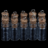 10Pcs/lot Fashion Jewelry Mini Glass Bottles Pendants Small Vials Cork Clear Glass Jars Multi Usage Cork Stopper Wish Glass