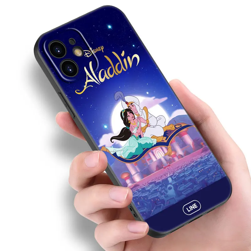 Disney Aladdin Black Phone Case For Apple iPhone 14 12 13 Mini 11 Pro XR X XS MAX 6S 7 8 Plus 5S SE 2020 2022 Silicone Cover