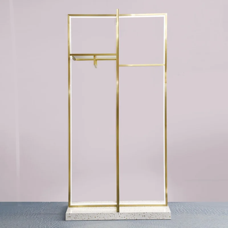 CustomLuxury Store Shopping Fitting Wall Clothing Display Racks Clothes Stand Shelves For Retail Store Furniture