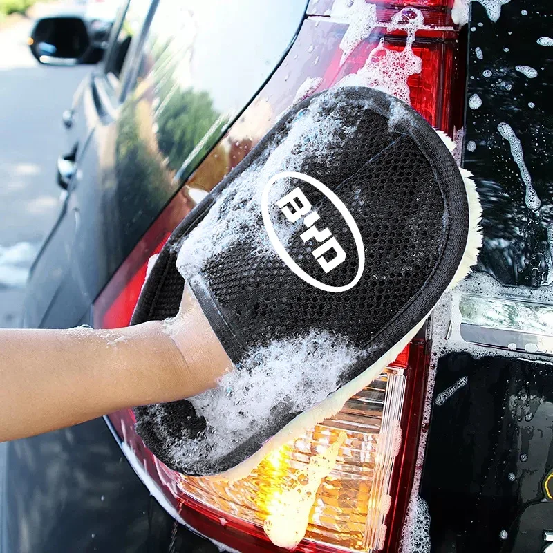1pcs Car Wash Cleaning Glove Soft Wool Polish Care Accessory For BYD Seal F3 Song Max Yuan Plus F0 Atto 3 Tang G3