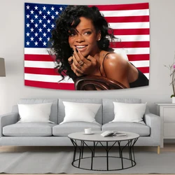 90x150cm  Female Singer Background Decorative Rihannas Tapestry Home Bedroom Wall Blanket Background Cloth