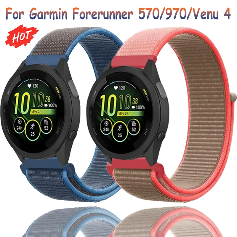 20/22 mm geflochtenes Nylon-Schlaufenarmband für Garmin Forerunner 970 570 165 55 Modearmband Garmin Active 6 5/Vivoactive 6 5/Venu 4 3