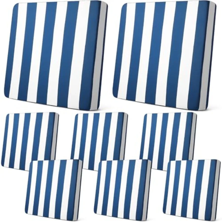 

Новые чехлы для подушек Newwiee, 8 шт., эластичные, в полоску, для уличной мебели, сменные чехлы для диванов и кресел