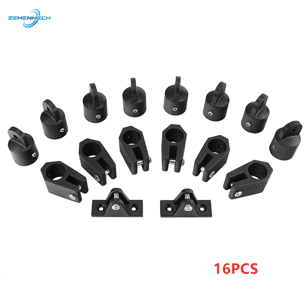 16 PCS Marine Yacht Accessories Universal Boat Nylon Fittings Hardware Set Black Fits 3 Bow Bimini Top Lightweight And Durable