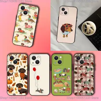 卡通可愛臘腸犬手機殼,適用於 iPhone 17、16、15、14、13、12、11、Pro、XS、Max、XR、Plus、E、SE4、Mini,黑色軟殼 10 最佳銷售 漂亮的iPhone手機殼 - №3