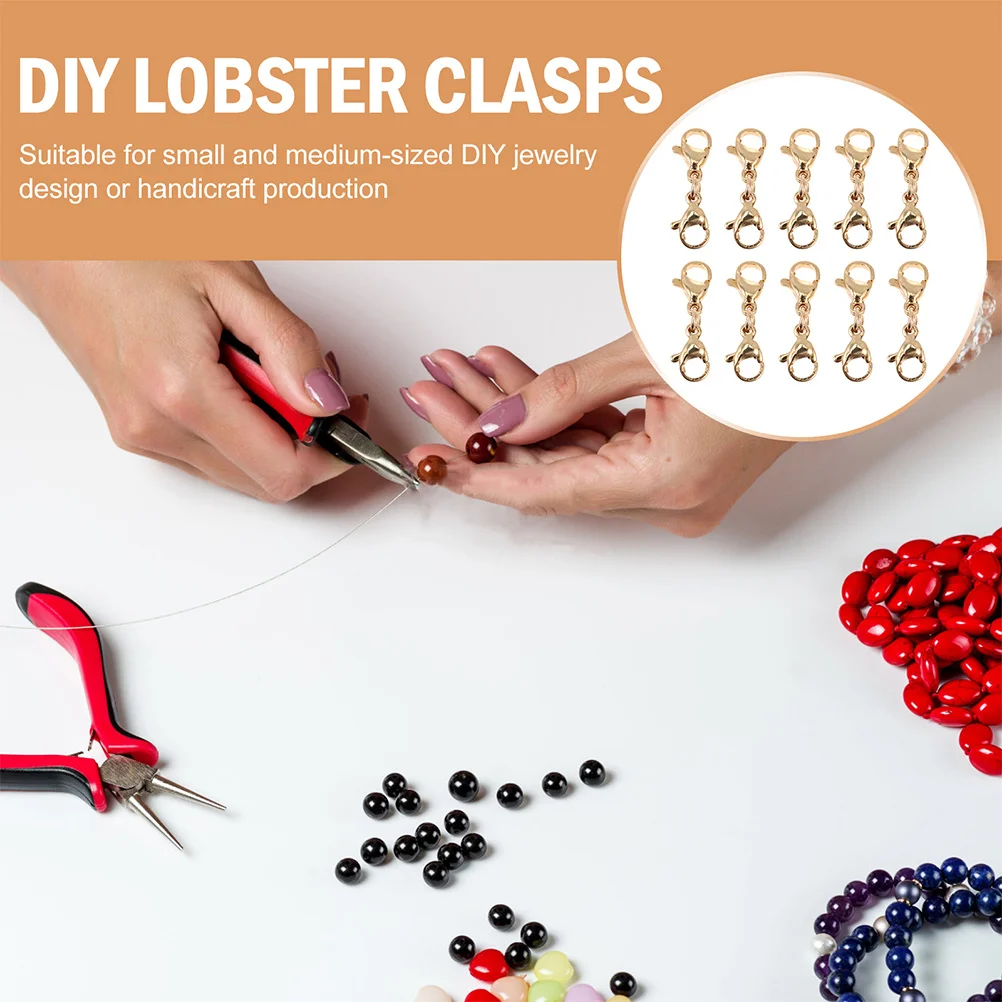 10 قطعة مشابك مخلب ناعمة ومشرقة مثالية لصنع المجوهرات أجزاء إغلاق قلادة سوار ساحرة #2