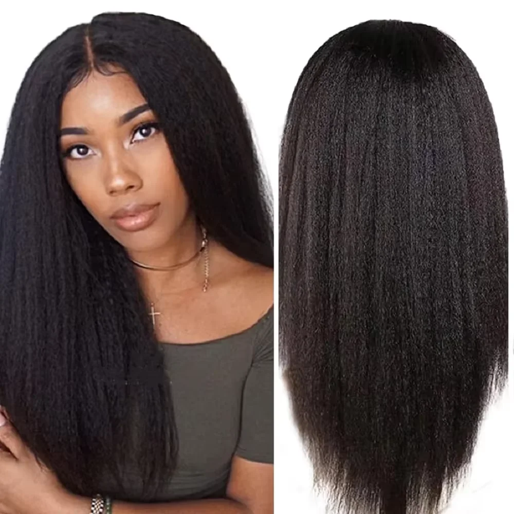 Wig Rambut Manusia Brasil untuk Wanita Kulit Hitam 13X4 Wig Depan Renda Lurus Keriting Rambut Manusia Kepadatan 180% Warna Alami Sebelum Dipetik