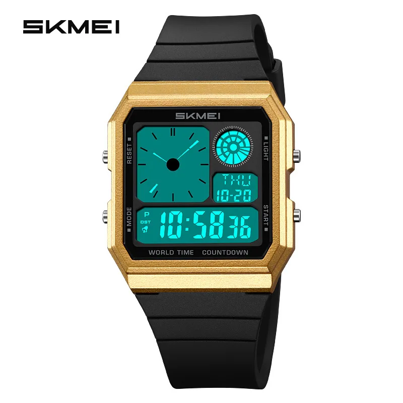 Skmei New Square Men's Watch Student Outdoor Sports Multi-Function Electronic Watch Daylight Saving Time Electronic Watch