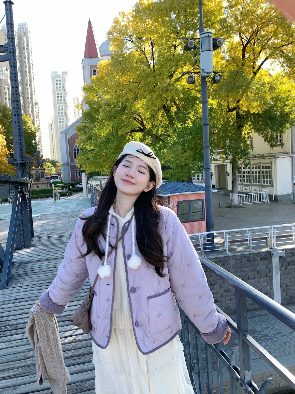 

Double-Sided Embroidered Lamb Fur Cotton Jaet ViKingpear Pear Bean Potato Milk Sle Commute Straight Tube Long Sve or...