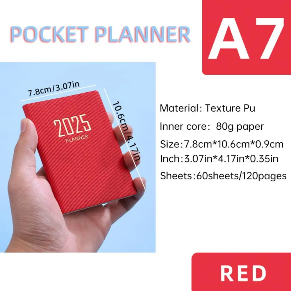 Cuaderno de papel grueso de primera calidad, planificador con cubierta de piel sintética de papel grueso, cuaderno de escritura suave sin tinta, 2025