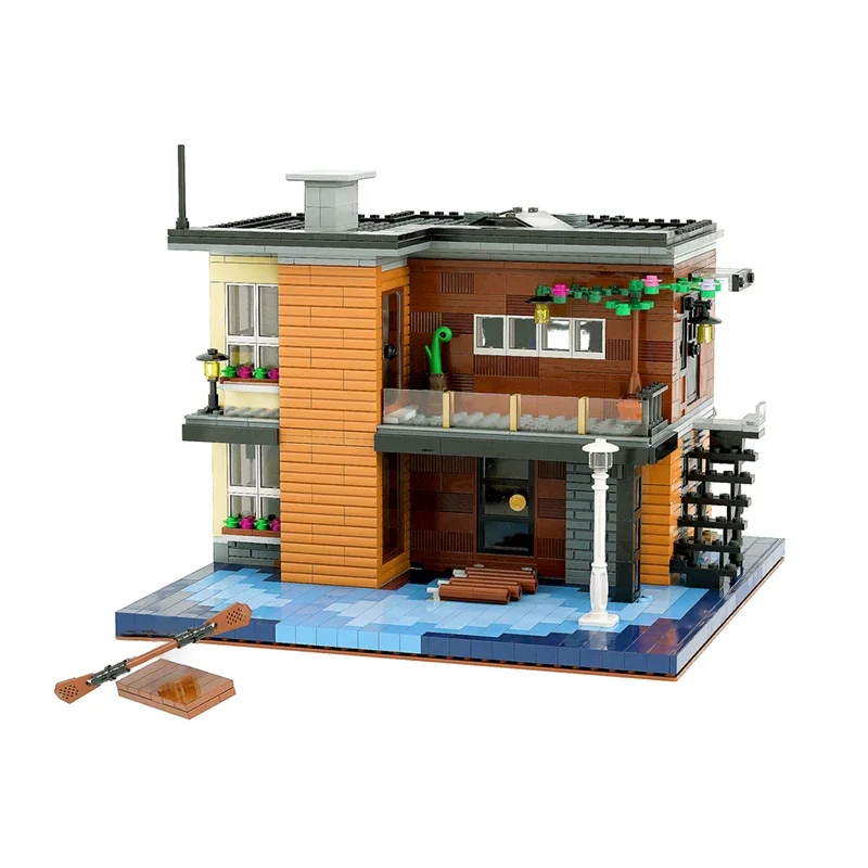 Moc Building Blocks Lakeside House Technology Modular Bricks Model  Gifts Christmas Toys DIY Sets Assembly