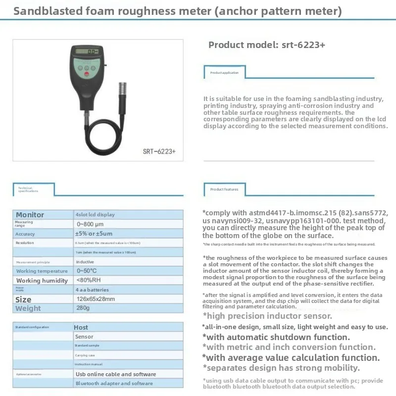 Messgerät für Sandstrahlschläge und Rauheit (Ankermustermessgerät)