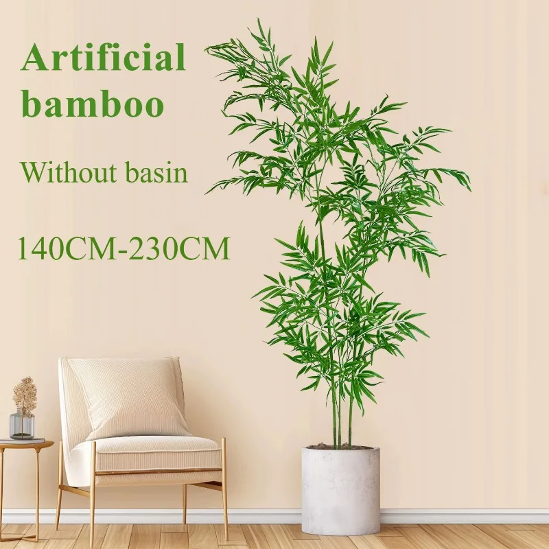 الخيزران الاصطناعي كبير الأخضر الخيزران الطابق بوعاء المنزل 140 سنتيمتر إلى 230 سنتيمتر الخيزران وهمية النباتات الخضراء فندق حديقة غرفة الديكور