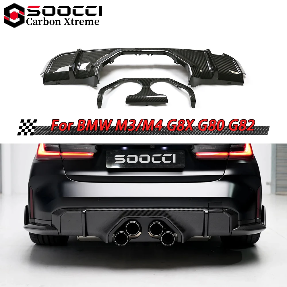 

MP Styler Dry Carbon Fiber Rear Diffuser for BMW M3 G80 G81 M4 G82 G83 Centre Exhaust Rear Bumper Lip Spoiler Splitter