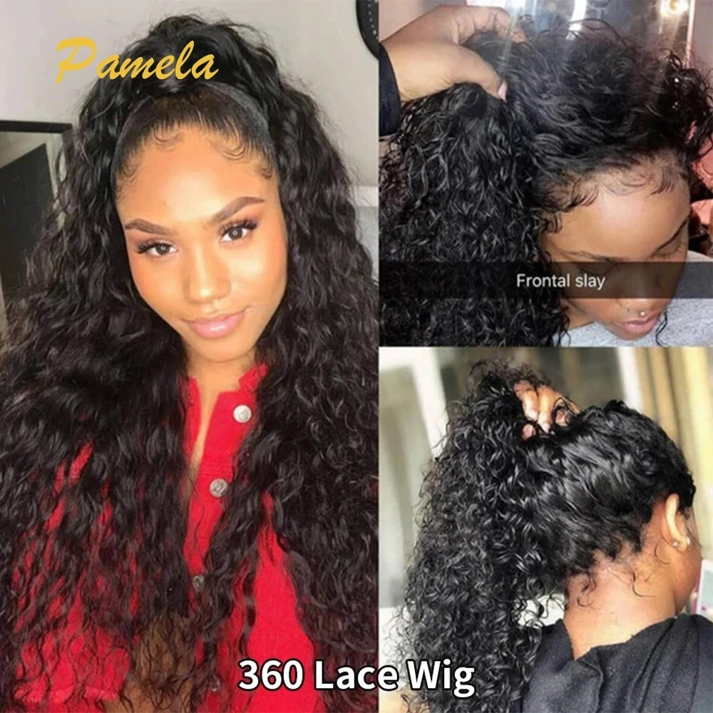 

360 Full Lace Front Wigs Human Hair Invisible Strap Pre Plucked Bleached Konts Pre Cut Lace Deep Curly HD Lace Frontal Wig