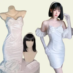 Anime Alien Stage Sua Cosplay Costume Women White Dress Full Set Uniform Wig Halloween Carnival Party Role Play Clothes