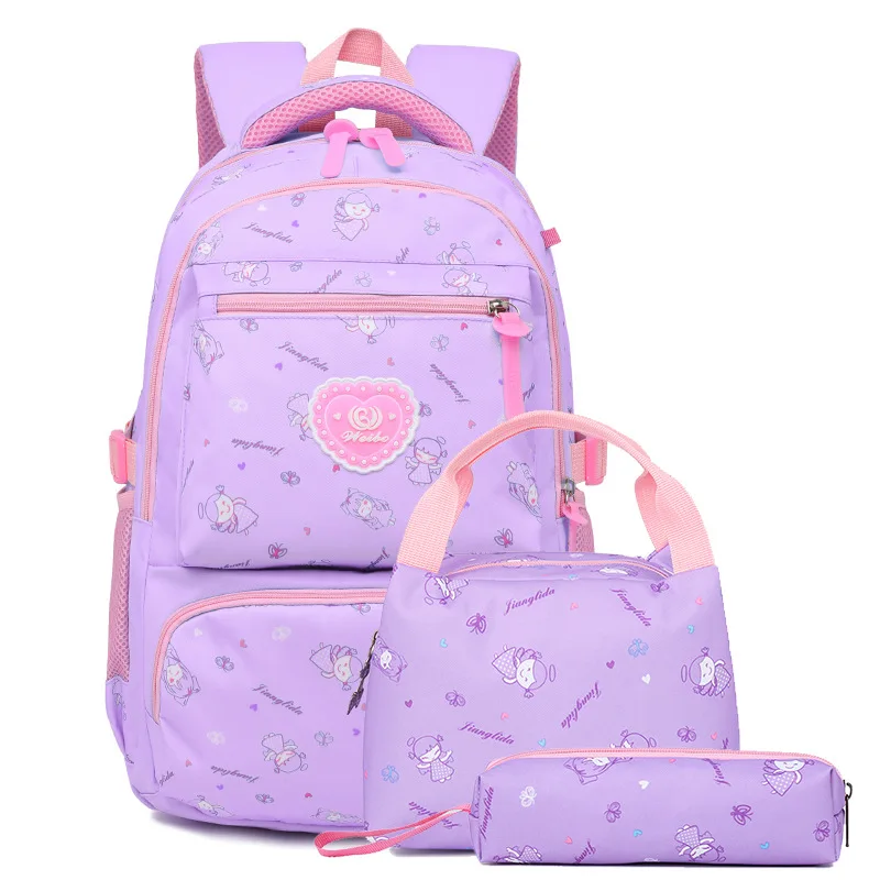 Zaino per bambini con stampa carina dolce 3 pz/set borsa da scuola per ragazze adolescenti borsa a tracolla da viaggio di grande capacità per donna