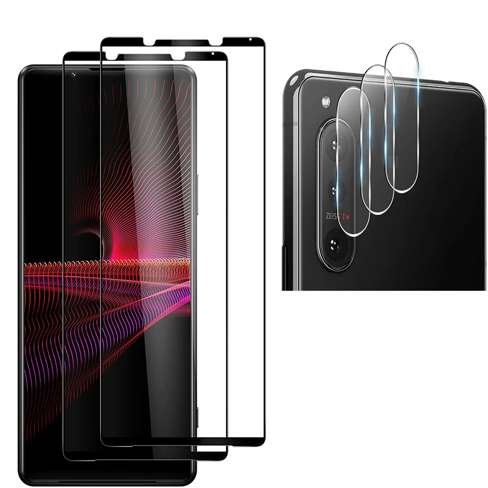 Full Cover Tempered Glass For Sony Xperia 1 5 10 IV II III 2023Screen Protector with HD Lens Protector On For Sony Xperia1 Pro-I