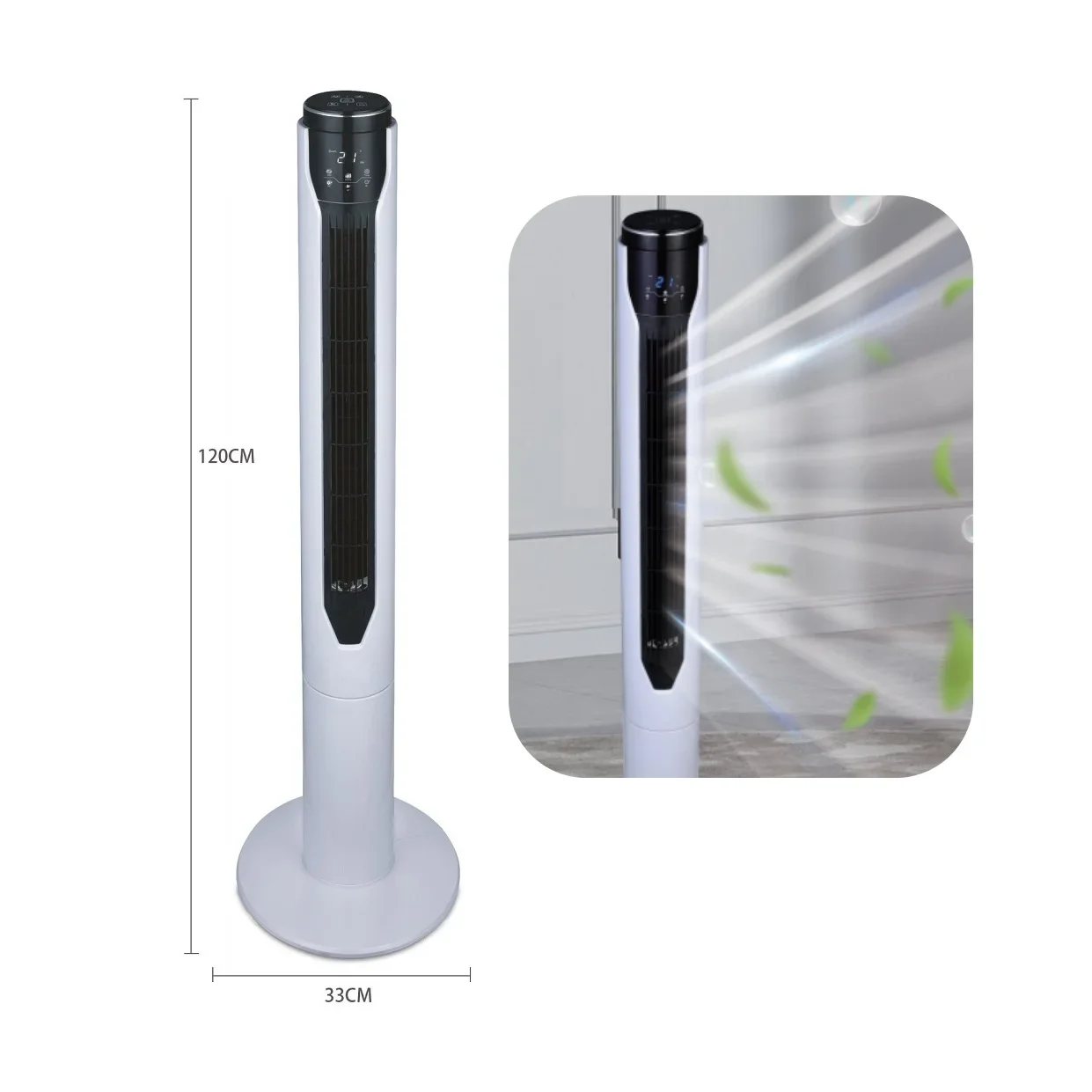 intelligent  46-INCH 120 CM tower fan with remote 9 hours timer