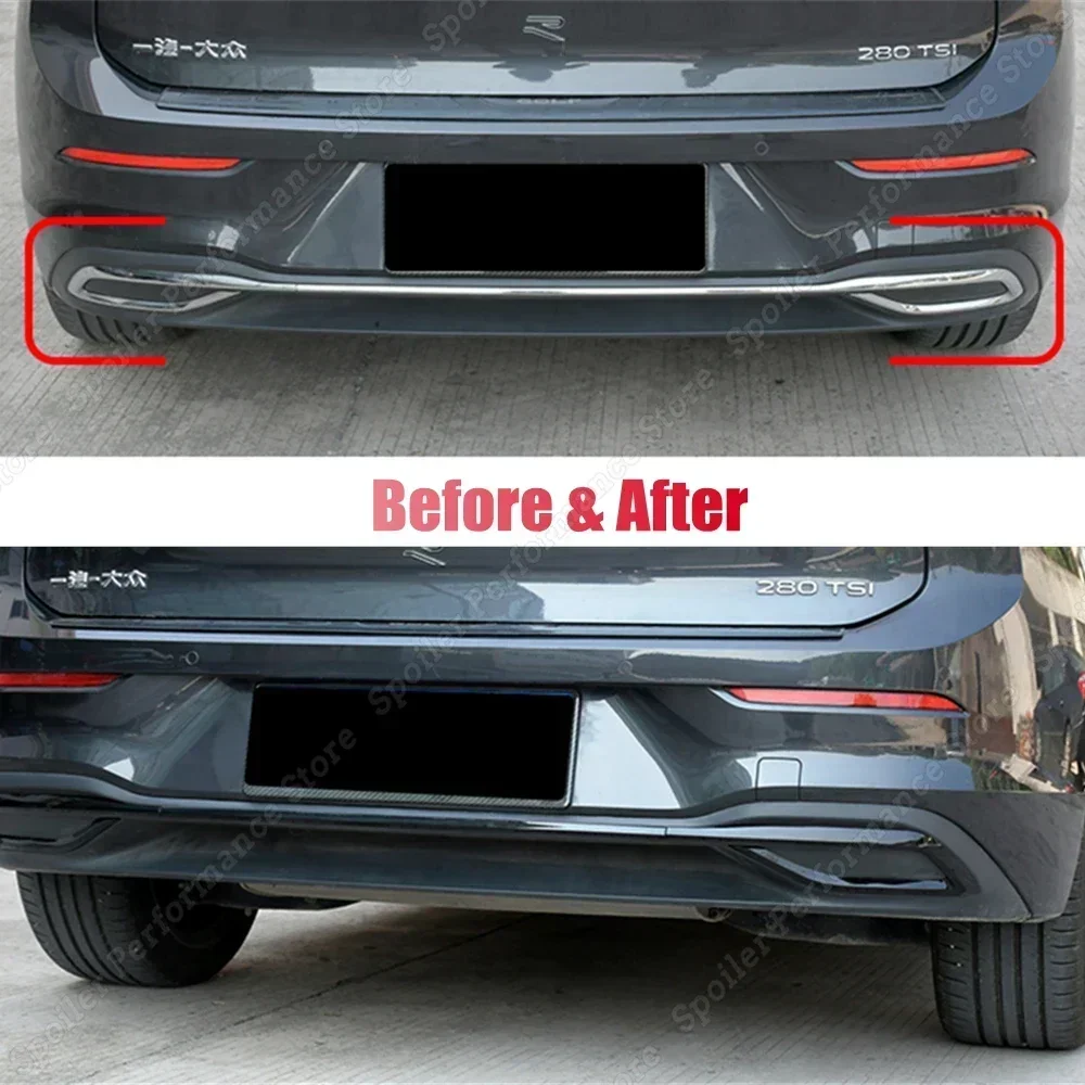 Gloss Black ABS Racing Durability Rear Diffuser For Volkswagen VW Golf 8 MK8 GTE Custom Body Kit Tail Exhaust Trim Strip