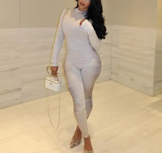 

Jumpsuit Women 2026 New Spring Autumn Fashion Snake Print Round Neck Zipper Long Sleeved Bag Hip Slim Fit Casual Skinny Jumpsuit