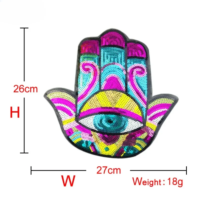 Sequins Embroidered Patch Fashion Elements Cartoon Eyes Palms Patch DIY Embroidered Applique Decoration Repair Iron on Patches