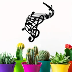 Music Notes Wall Art Metal Wall Decor, Black Wall Signs, Hanging Sculpture For Home Bedroom Kitchen Garden Housewarming Gift