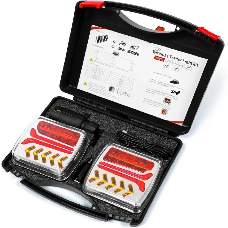 Wireless magnetic suction LED trailer tail light, 12V/24v rear brake warning light, waterproof and portable, used for RVs, campe