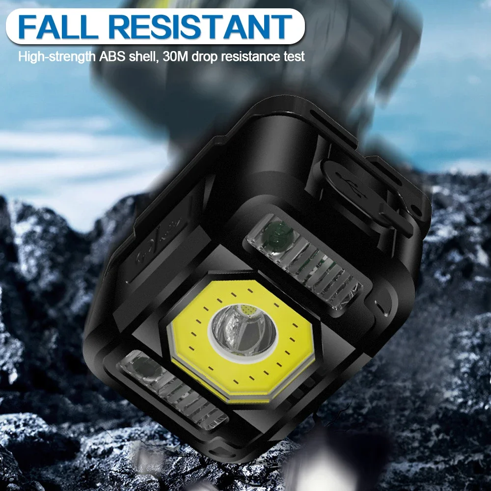 Ultra Bright LED Headlamp Smart Motion Sensor Headlight Waterproof Head Lamp Rechargeable Head Front Light