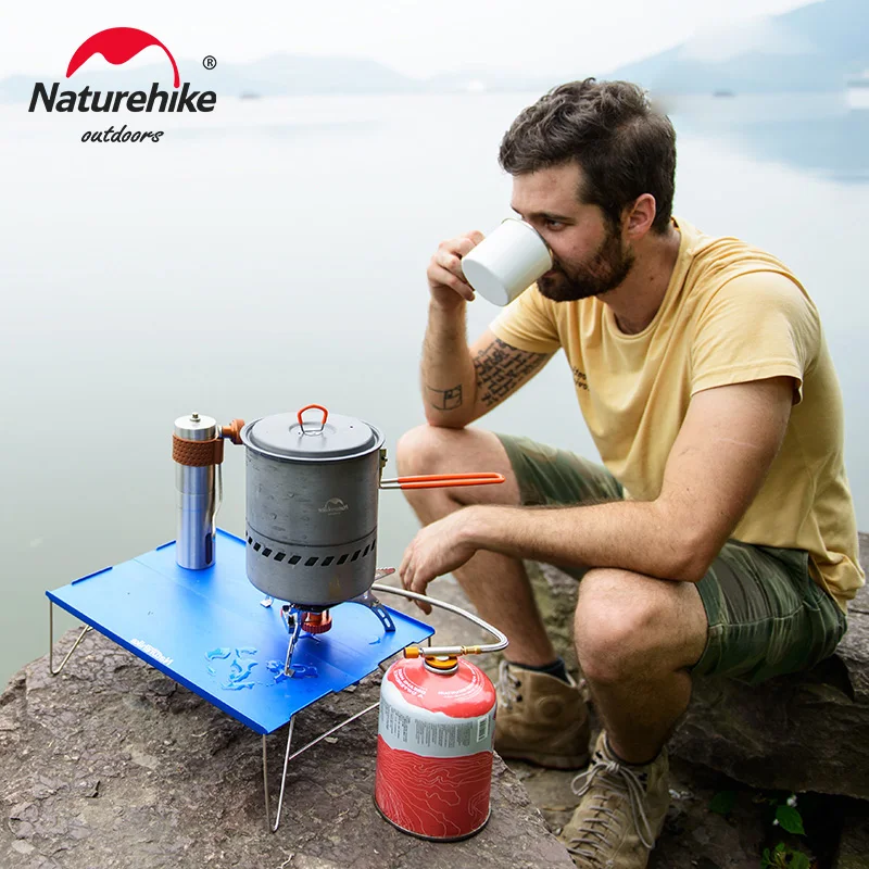 Naturehike meja lipat Aluminium Aloi, meja makan lipat Mini ultra ringan, piknik, mendaki, memancing, berkemah, liar