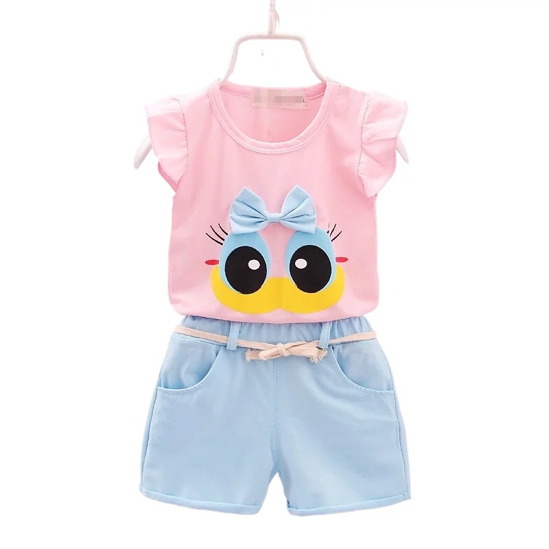 Children's Girls Clothes Summer New Baby Girl 1 2 3 4 Year Fashion Cute Vest Shorts 2Pcs/Sets Infant Outfits Kids Tracksuits