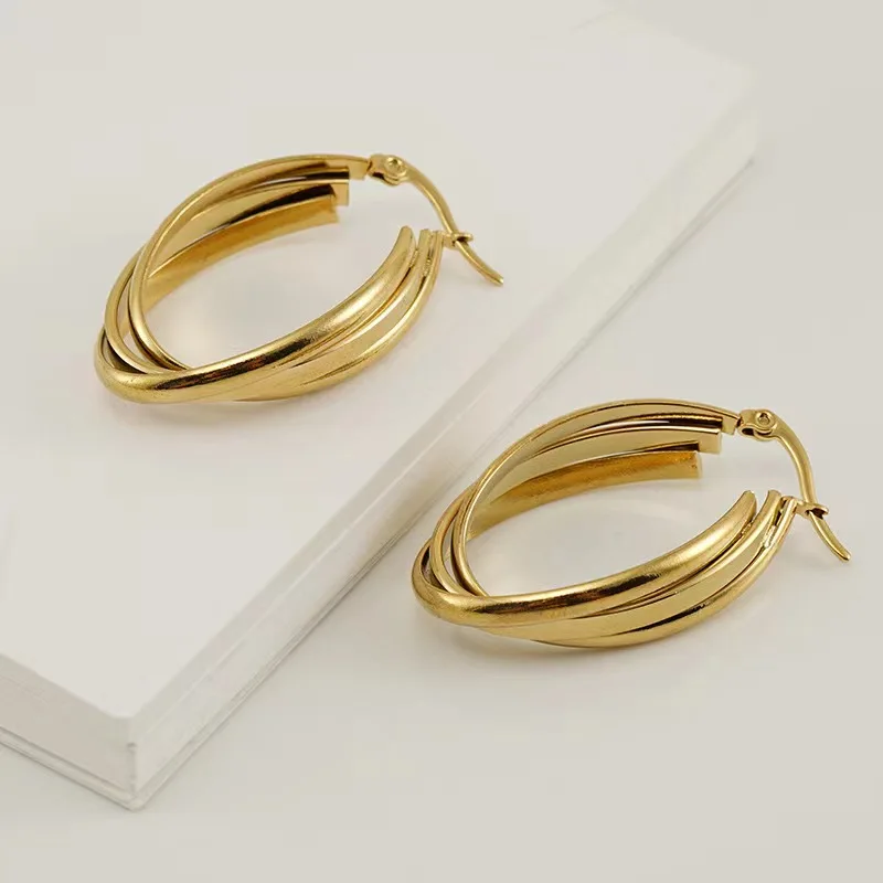 JewelryTop 18K Gold Filled Charms Hoop Earrings for Woman Lady Wedding Party Gift New Arrive