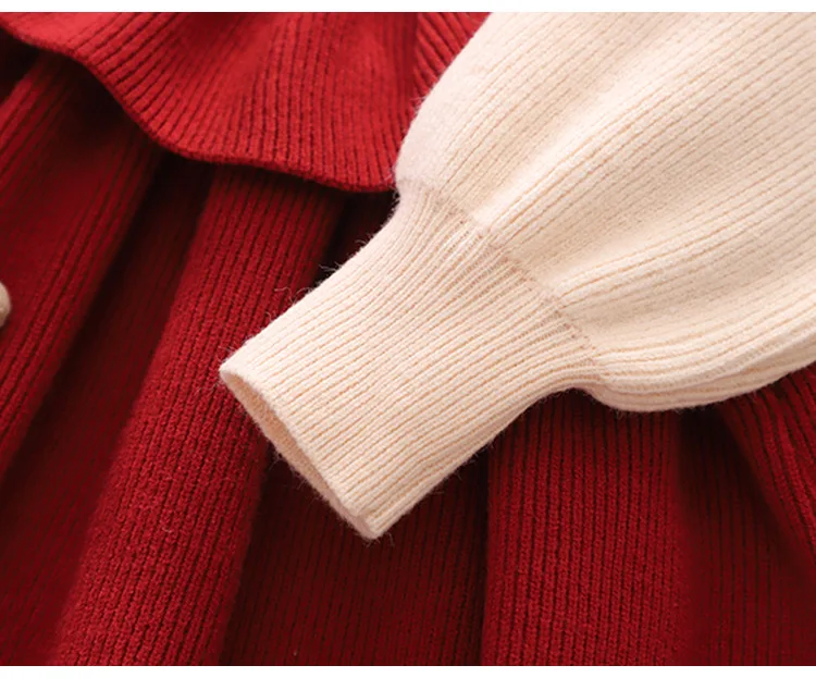 عيد الميلاد محبوك فستان طفل الفتيات الأطفال فستان عيد الميلاد الخريف طفل الفتيات فستان أحمر الاطفال فساتين الأميرة 01 2 3 4 5 سنوات