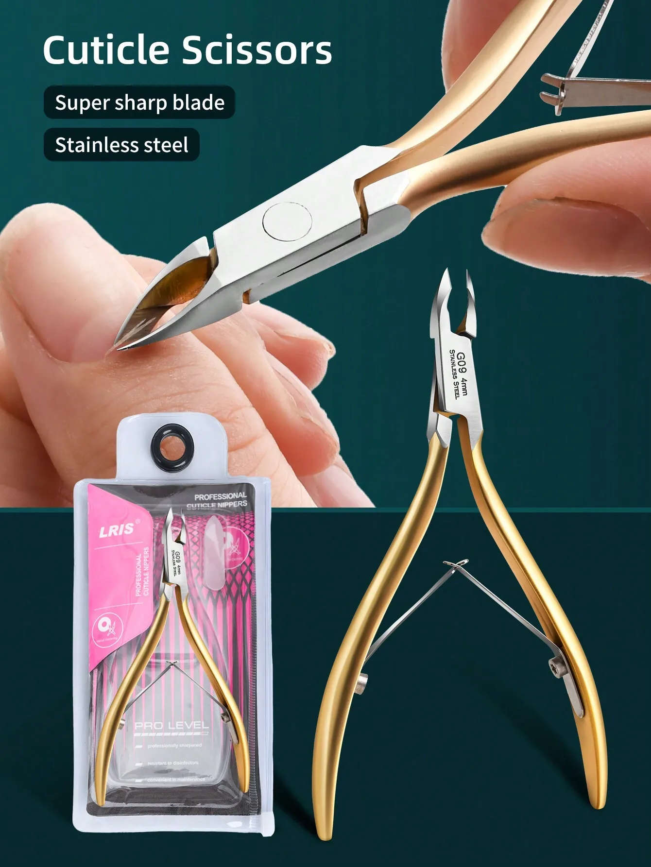 

1pc Gold Japanese Style Cuticle Nipper, Stainless Steel Cuticle Trimmer With Cuticle Pusher, Professional Salon Quality Nail Tool, For Feet And Hands