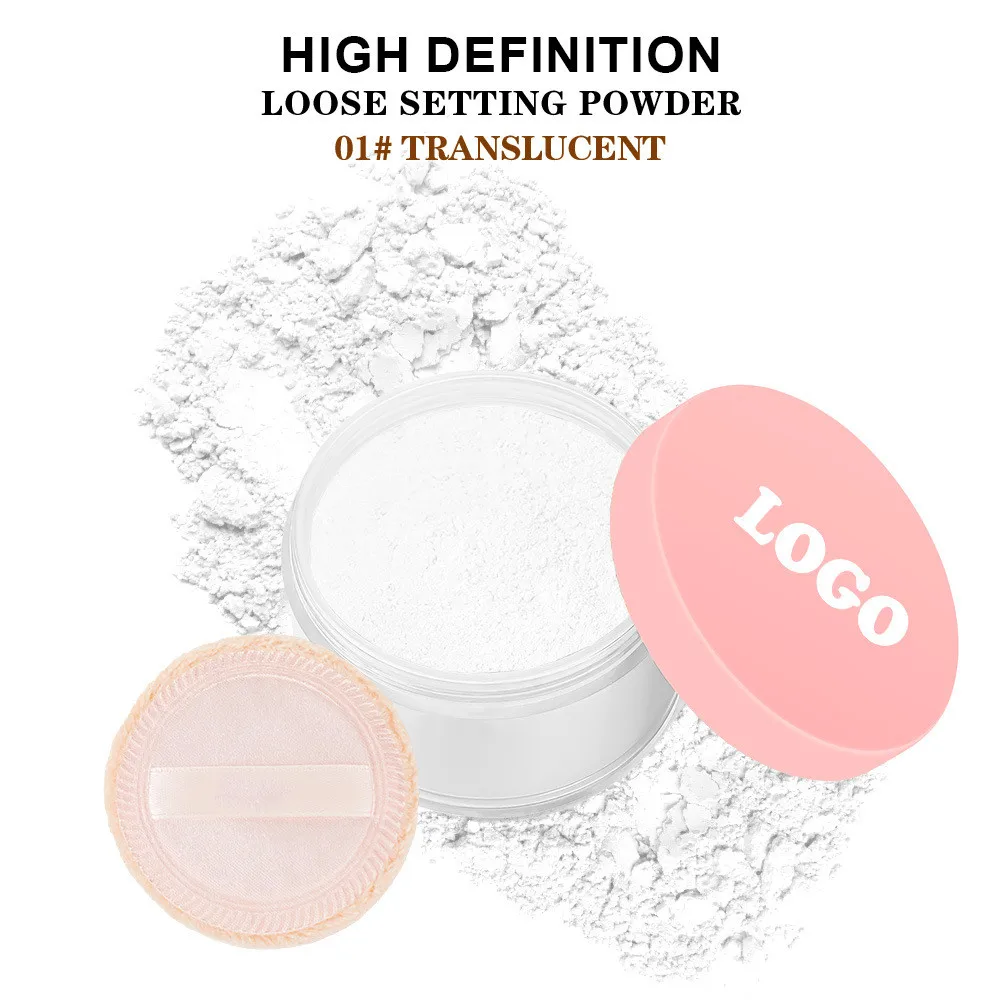 Pink Oil-control Loose Powder Private Label Waterproof Long-lasting Full Coverage Face Compact Setting Powder Makeup Cosmetics