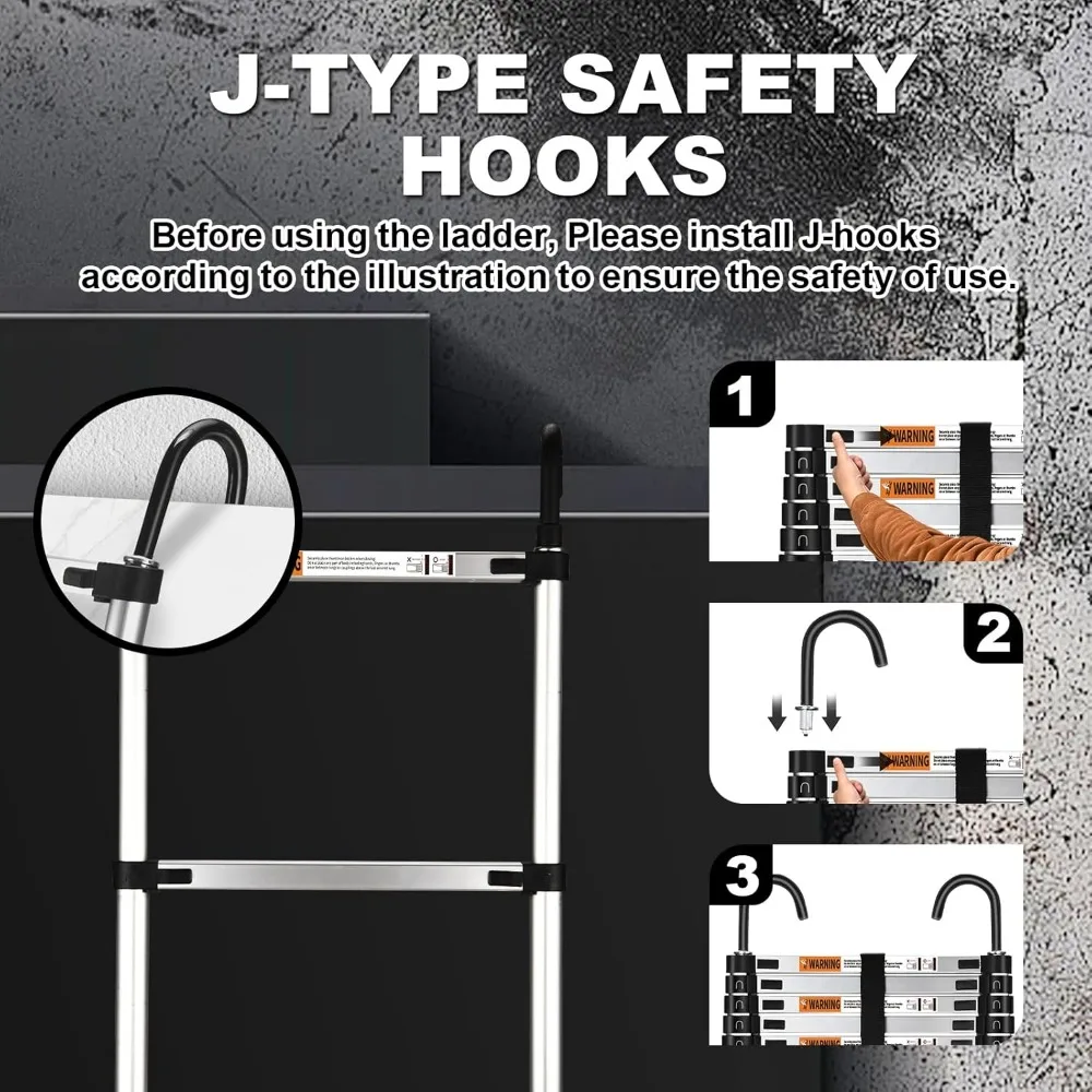 Collapsible Aluminum Telescoping Ladder with Non-Slip Feet, 330lbs Capacity, Ideal for RV and Outdoor Use