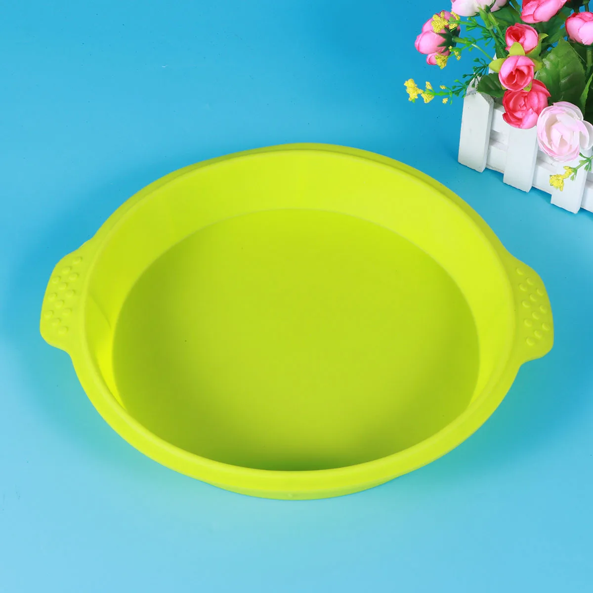 Molde de silicona para pastel, bandeja redonda antiadherente verde para hornear pan, Pizza, Brownies, tarta de queso, horno microondas, apto para lavavajillas