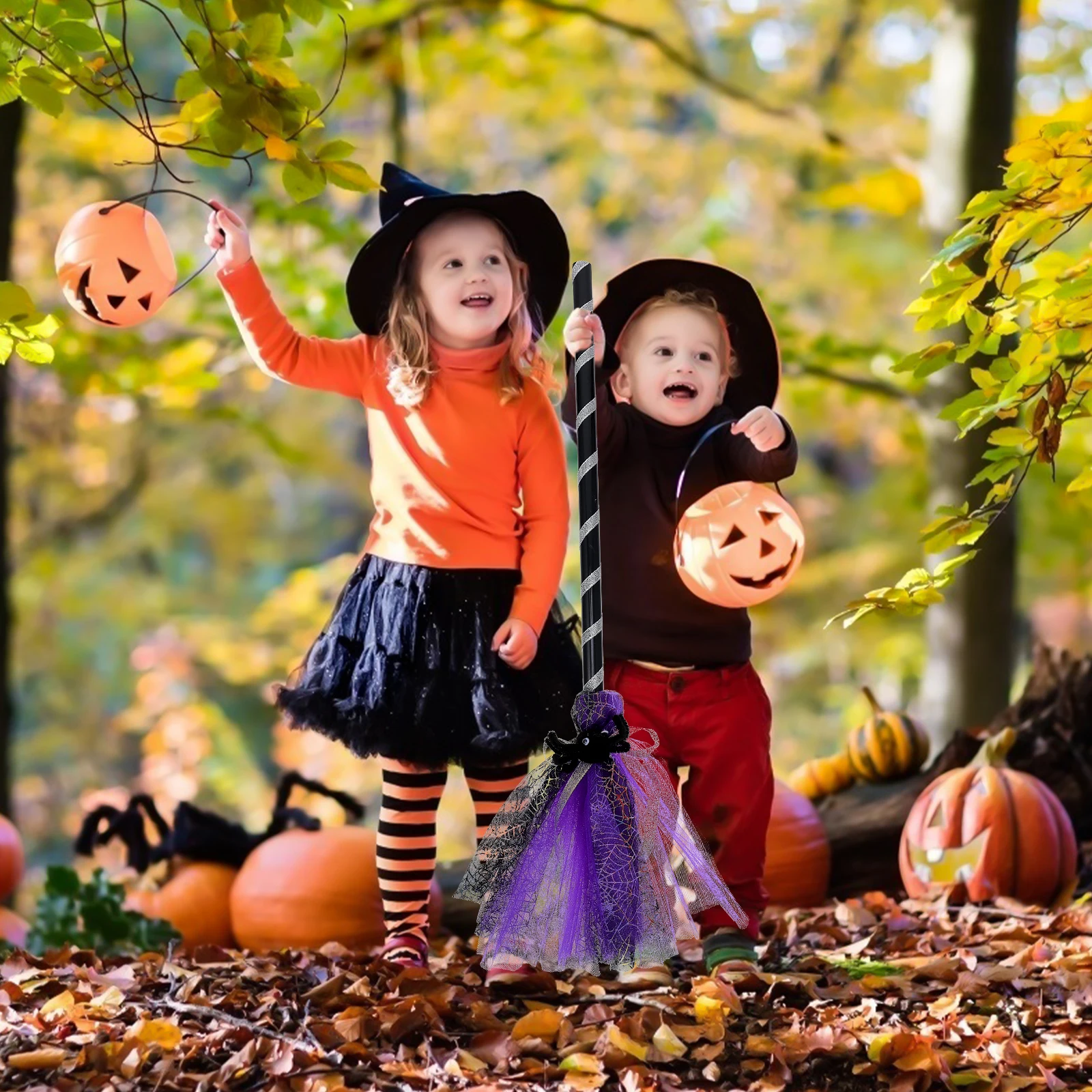 Accesorio de escoba para Halloween, palo de escoba de bruja, decoración para fiesta, espectáculo, suministro de mascarada, accesorio de disfraz duradero para niños, Casa Encantada, 1 ud.