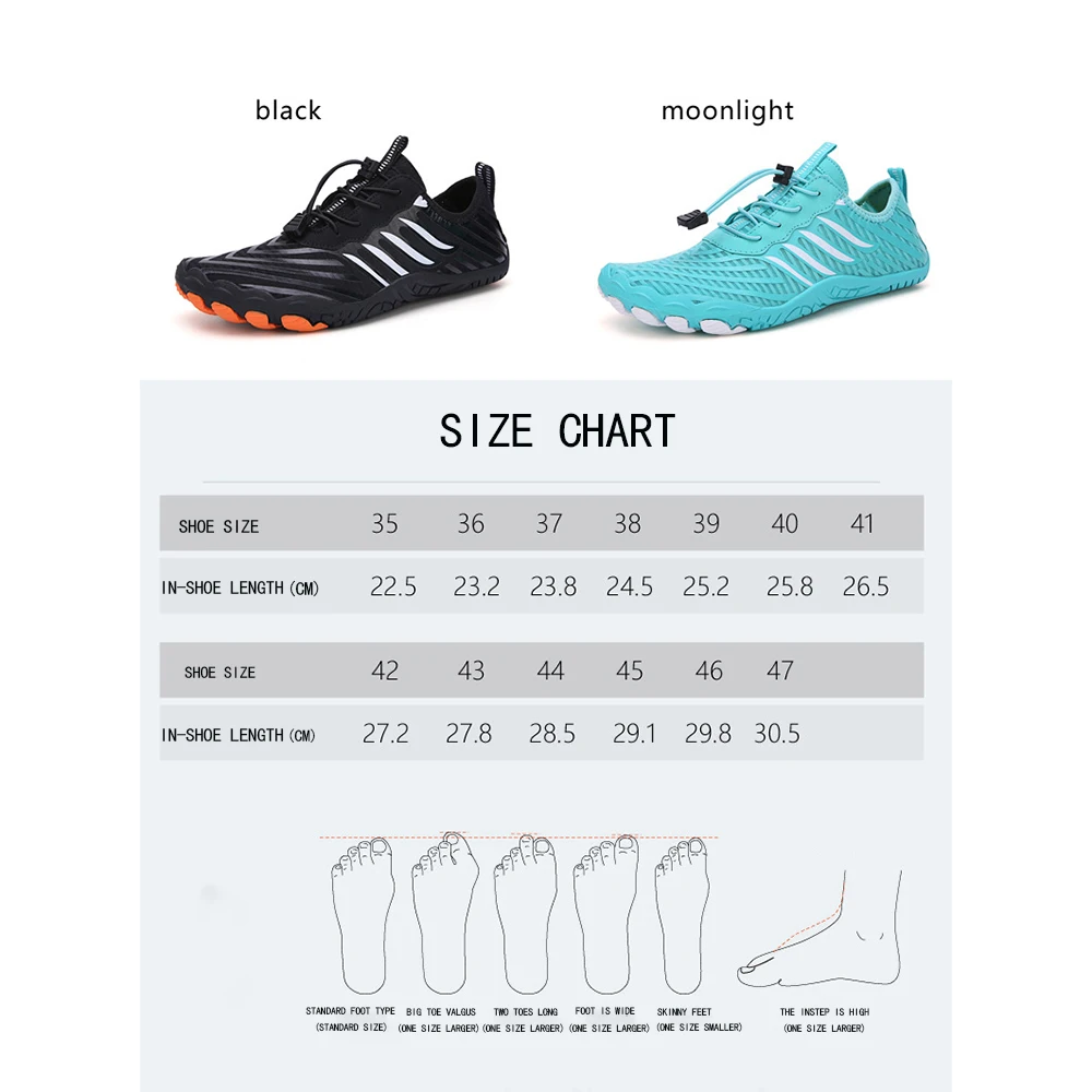 Men Women Water Shoes Upstream Wading Swimming Barefoot Five Fingers Aqua Shoes Colorful Beach Seaside Light Unisex Sneaker