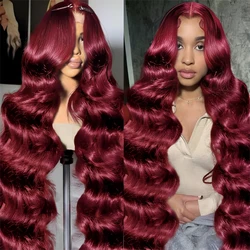 200% Body Wave Burgundy 13x6 Hd Lace Frontal Human Hair Wig For Women Glueless 99j Lace Front Brazilian Wigs On Sale Clearance