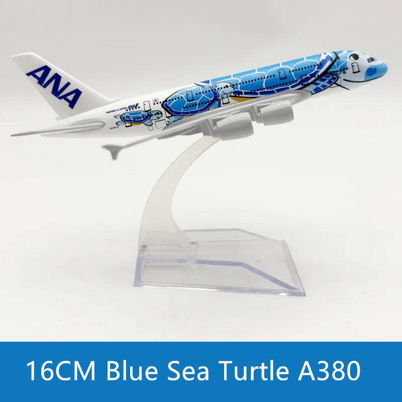 

16 см 1:400 литой под давлением сплав Япония авиакомпания ANA оранжевый/синий/зеленый морской черепаха A380 с подставкой для коллекции самолетов