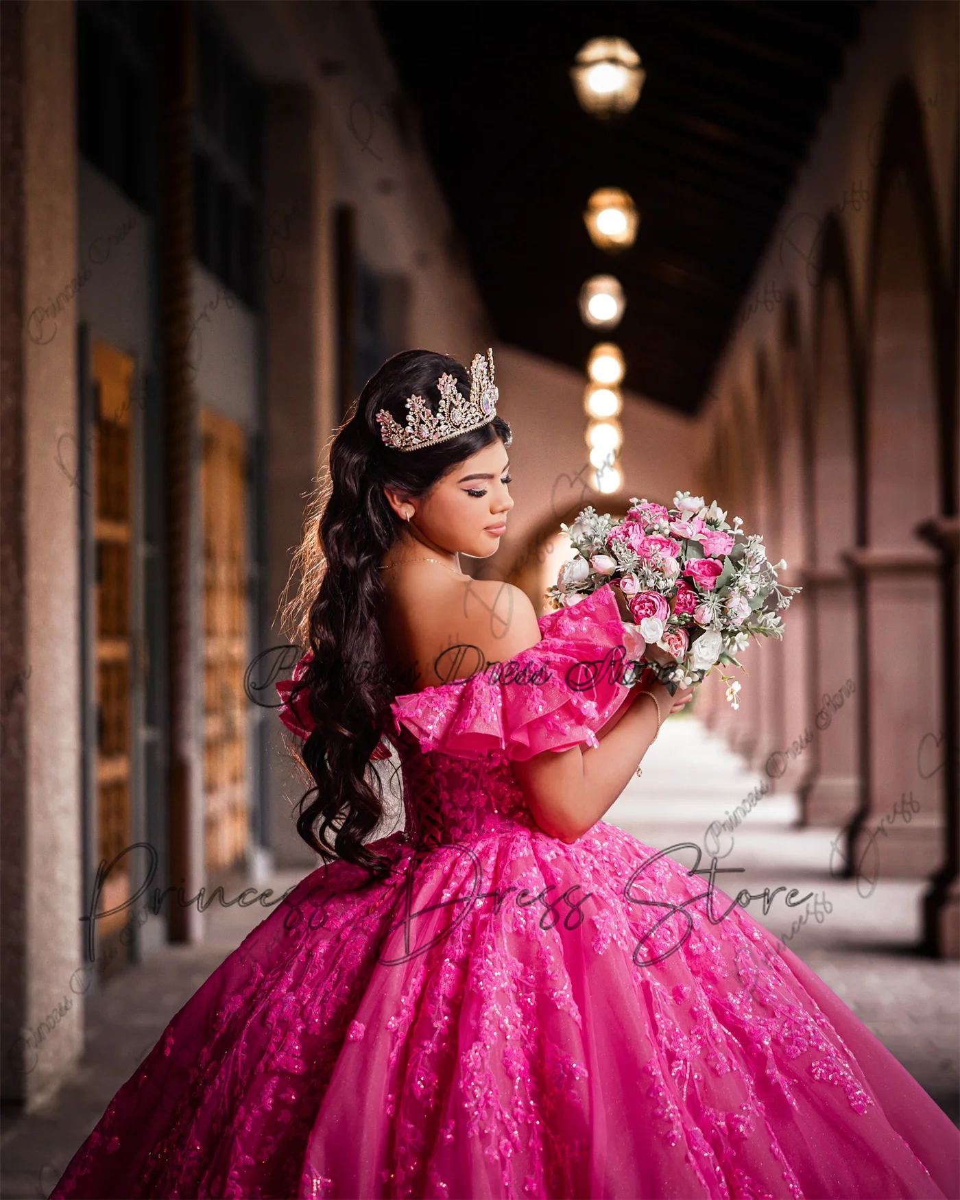 بريق الترتر زين الأميرة فساتين Quinceanera الخرز الحلو 16th فستان حفلة موسيقية 15th عيد ميلاد ثوب زفاف مخصص