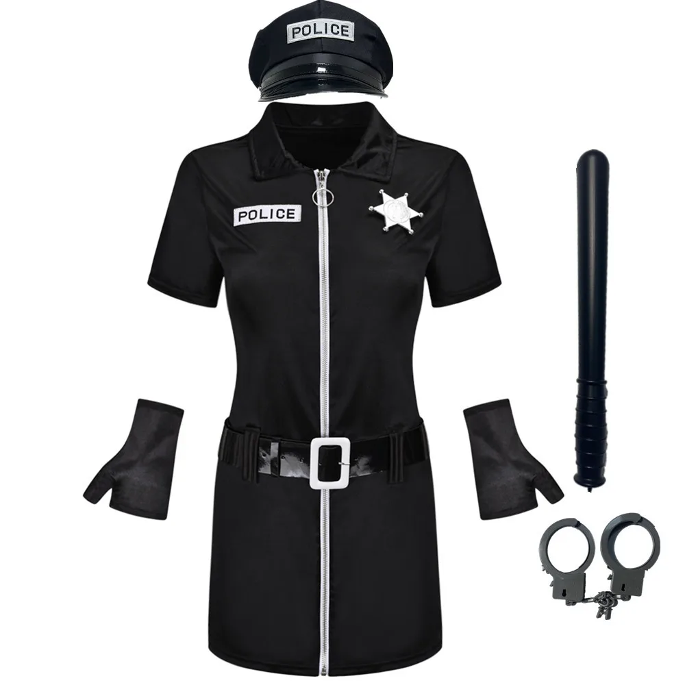 Halloween Purim Adults Cosplay Cop Police Officer Costumes Policeman Fancy Dress Up Party Costume Stage Performance Set