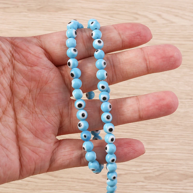 Tusember 8mm glasierte Glasperlen, bunte runde böse Augen Perlen, lose Spacer-Perlen für DIY-Schmuck, Armbänder, Halsketten, Accessoires – Detail 7